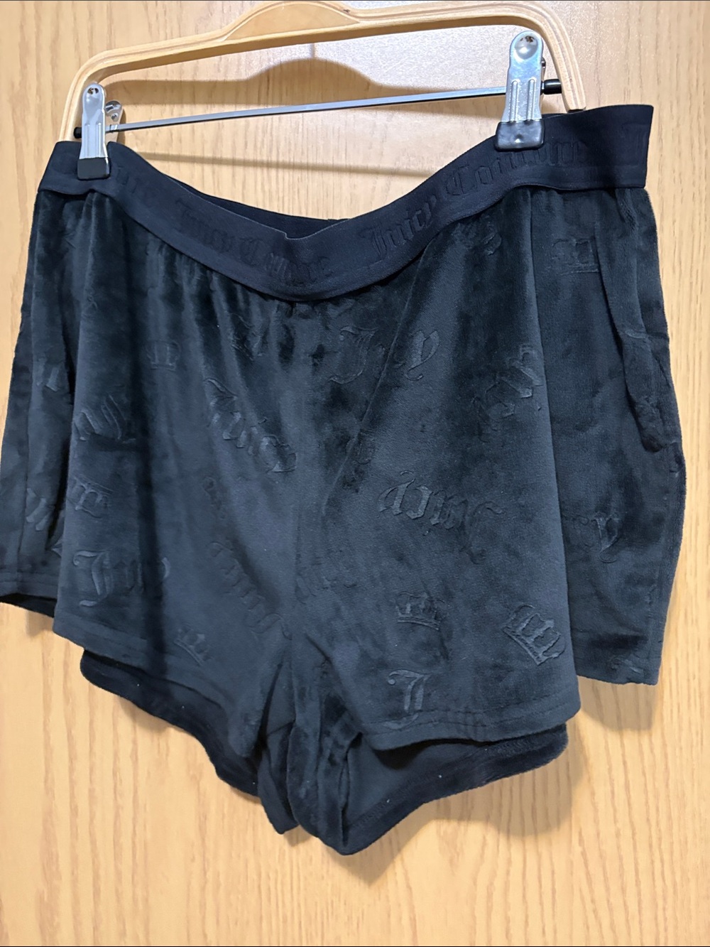 Juicy Couture Black Plush Logo Lounge Shorts